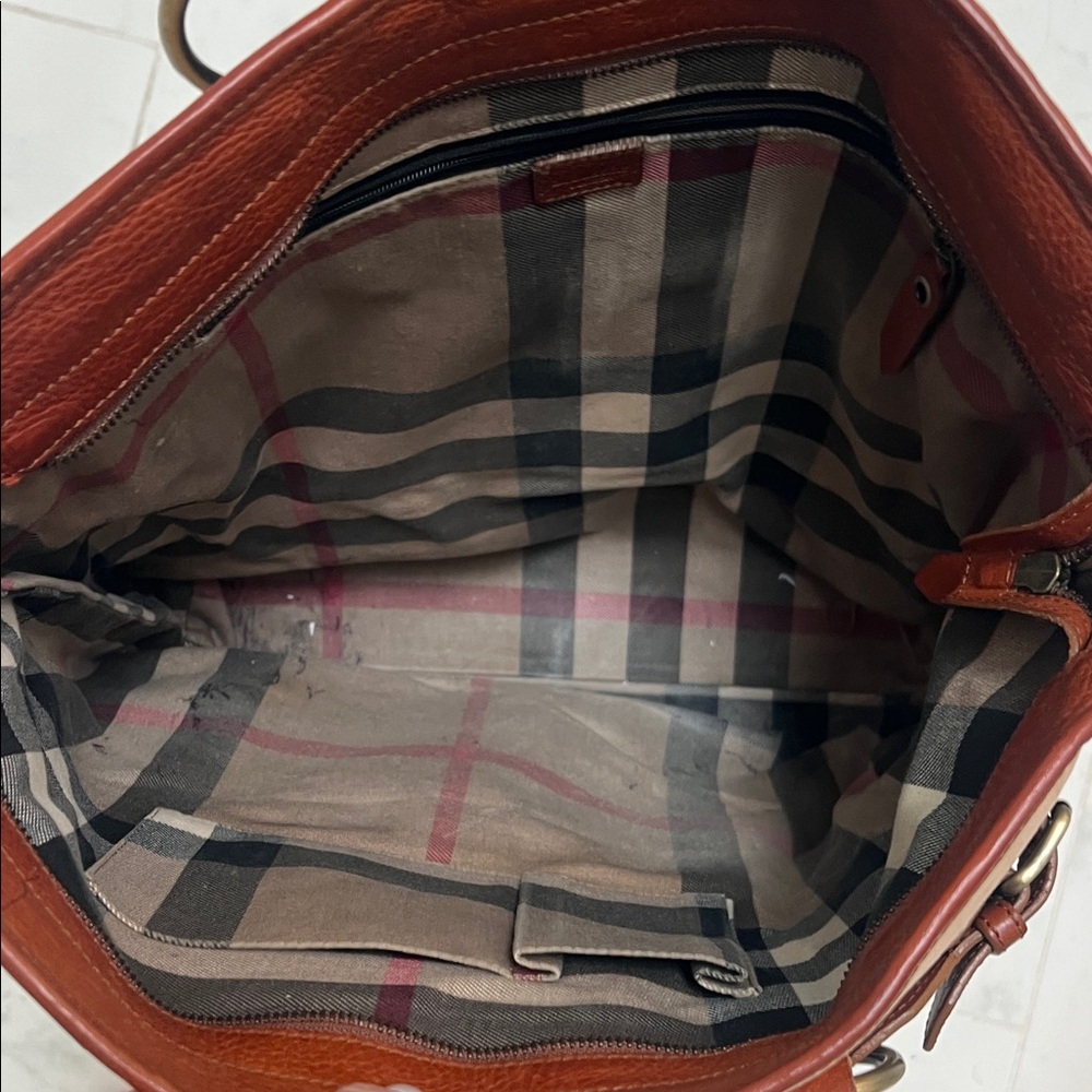 RARE BURBERRY  Brown and Tan Leather Tote GREAT PRICE
